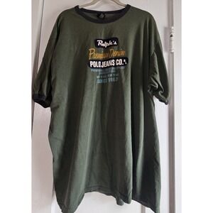 VTG RLR Polo Jeans Co short sleeve graphic patchwork green men XXL 100% cotton